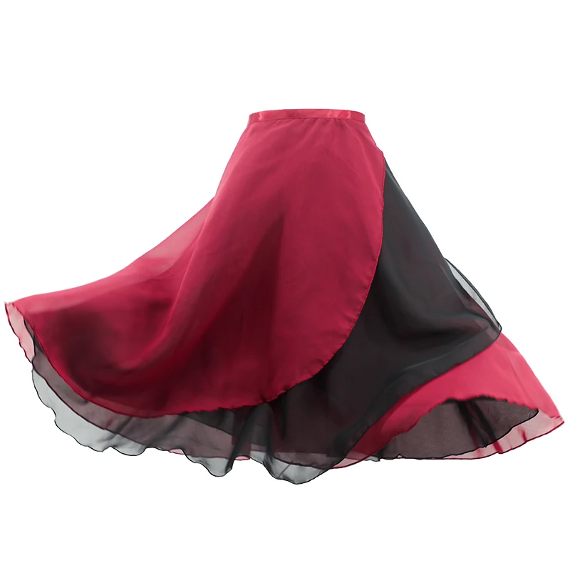 Woman Balle Skirts Dance Wrap Skirt Chiffon Ballet Long Skirt 2 Layers Dance Tutu Dress Dance Costumes Adults Dancewear