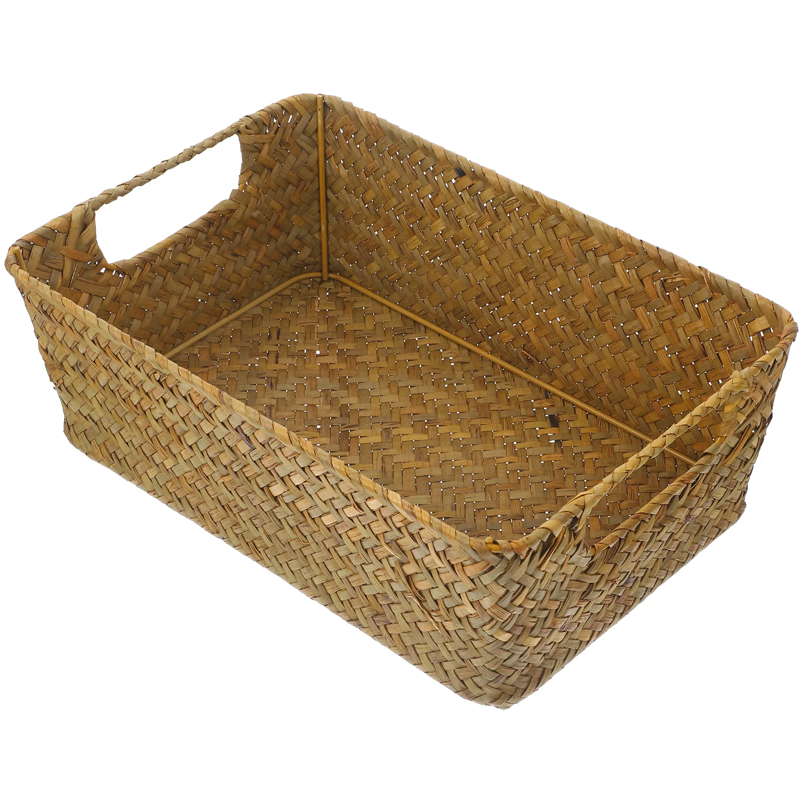 

Sturdy Handwoven Straw Storage Basket Vintage Desktop Organizer Fruit Vegetable Sundries Holder Home Supplies Woven Toiletries