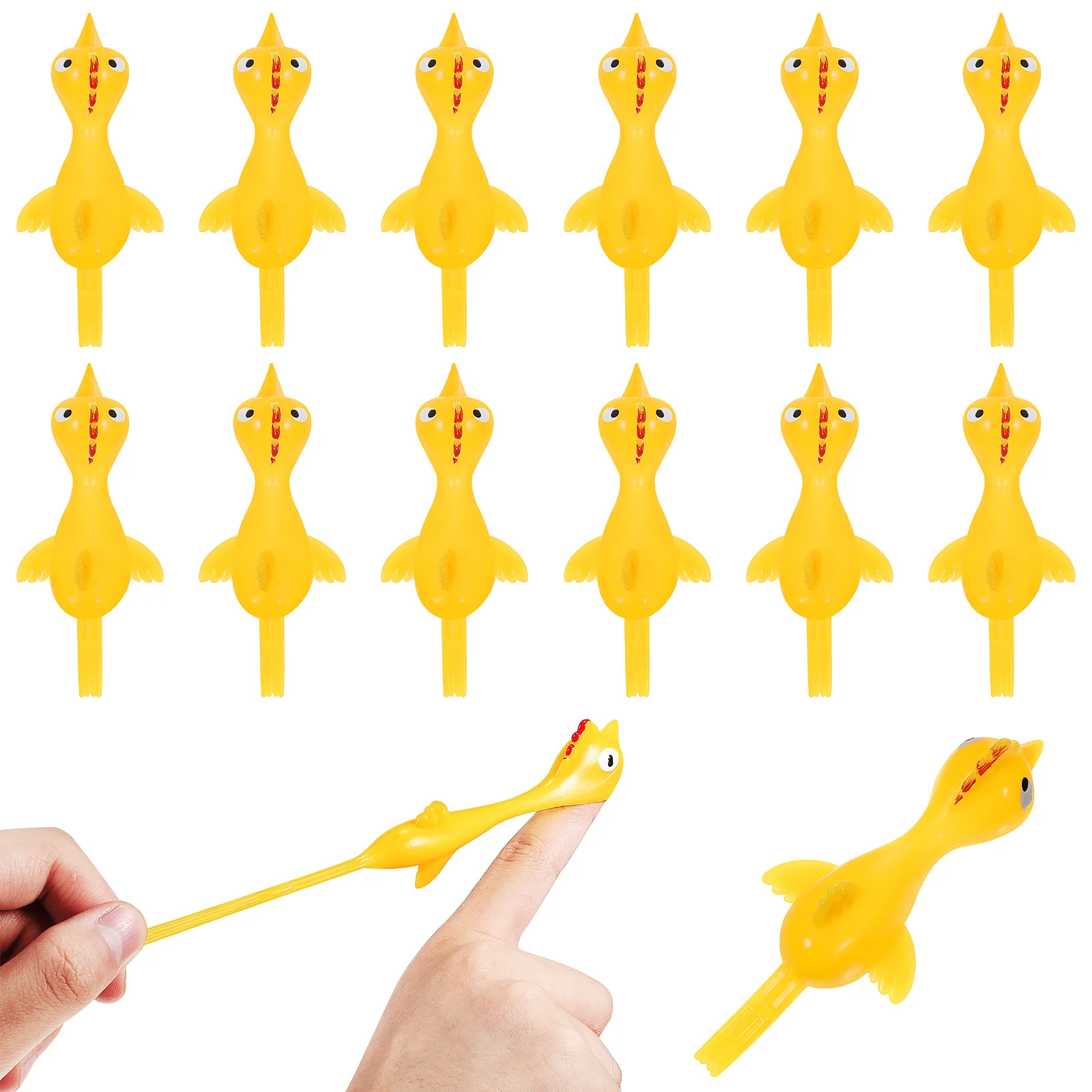 60 Pcs Small Bird Toys Flicking Chicken Game Party Favors Rubber Chickens Elasticity Stretchable Turkey Child