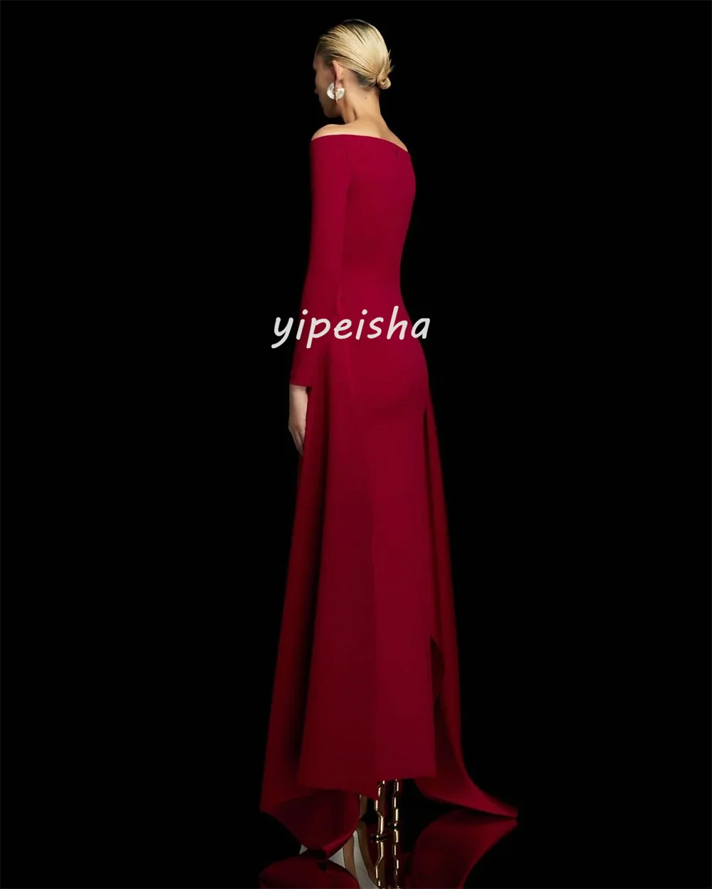 Customized Modern Style Elegant Jersey Pleat Straight Off-the-shoulder Long Dresses Bespoke Occasion Dresses High Quality Formal