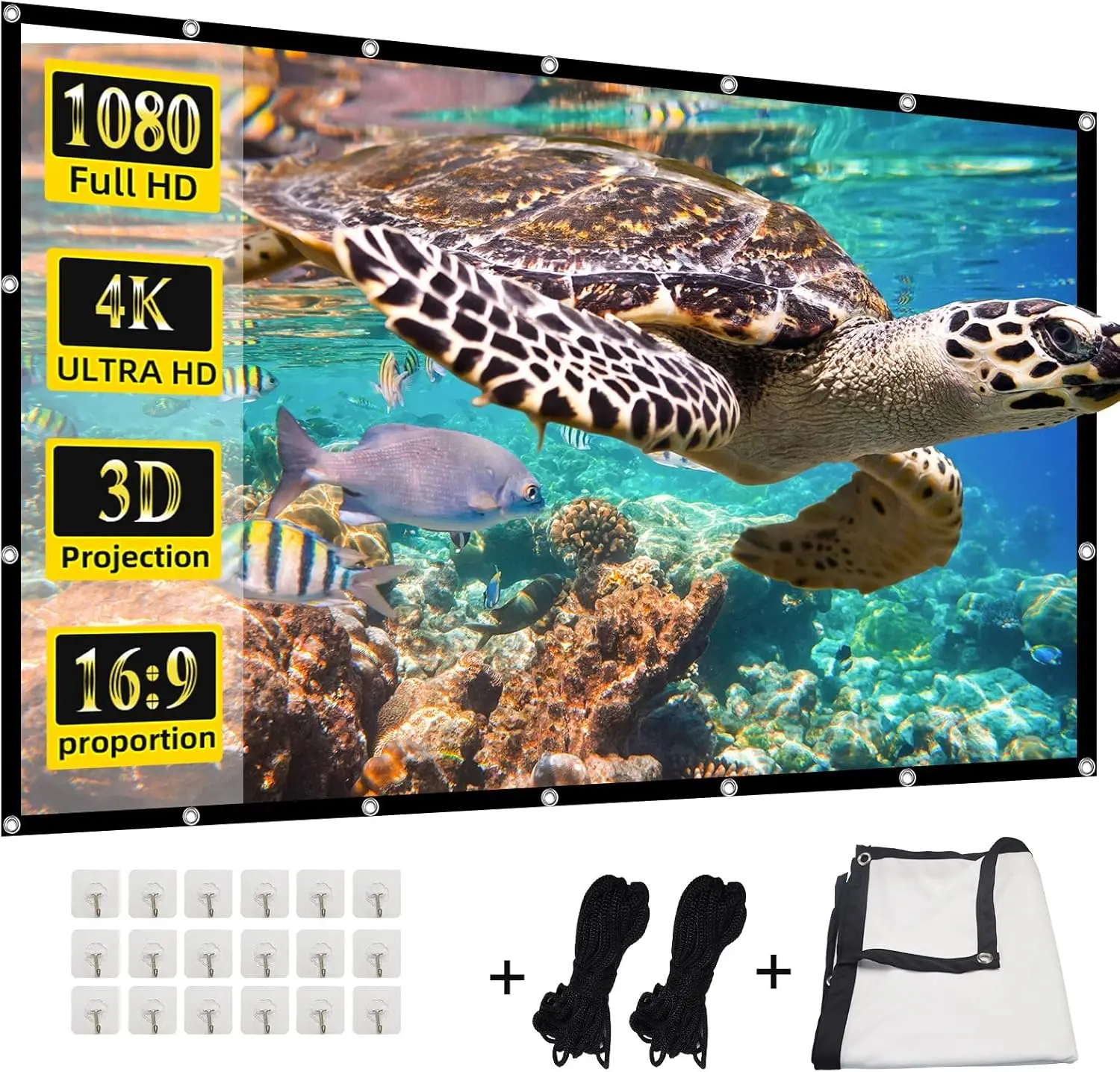 200 inch Portable Projector Screen 16:9 Foldable Double-Sided for Home Theater Outdoor Movies