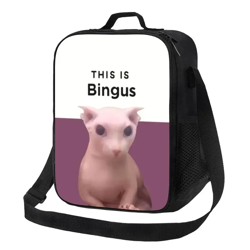 

This Is Bingus Resuable Lunch Box for Women Kawaii Sphynx Cat Cooler Thermal Food Insulated Lunch Bag School Children Student