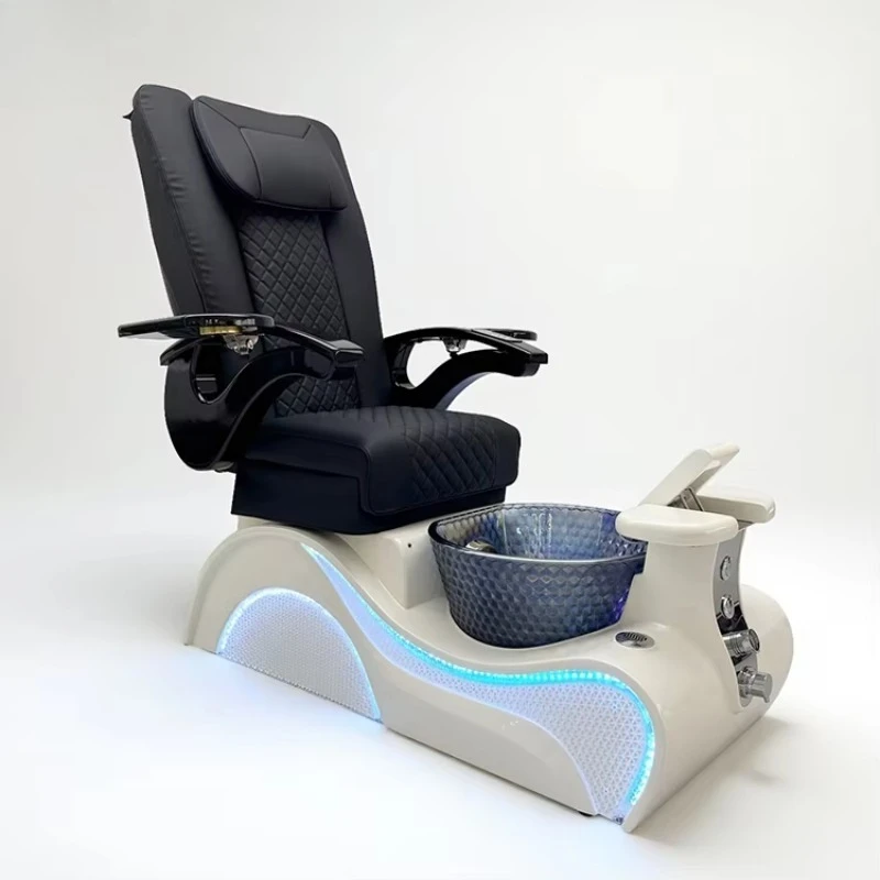 

Modern Nail Salon Luxury pink Massage Foot Spa LED Light Manicure Pedicure Chair