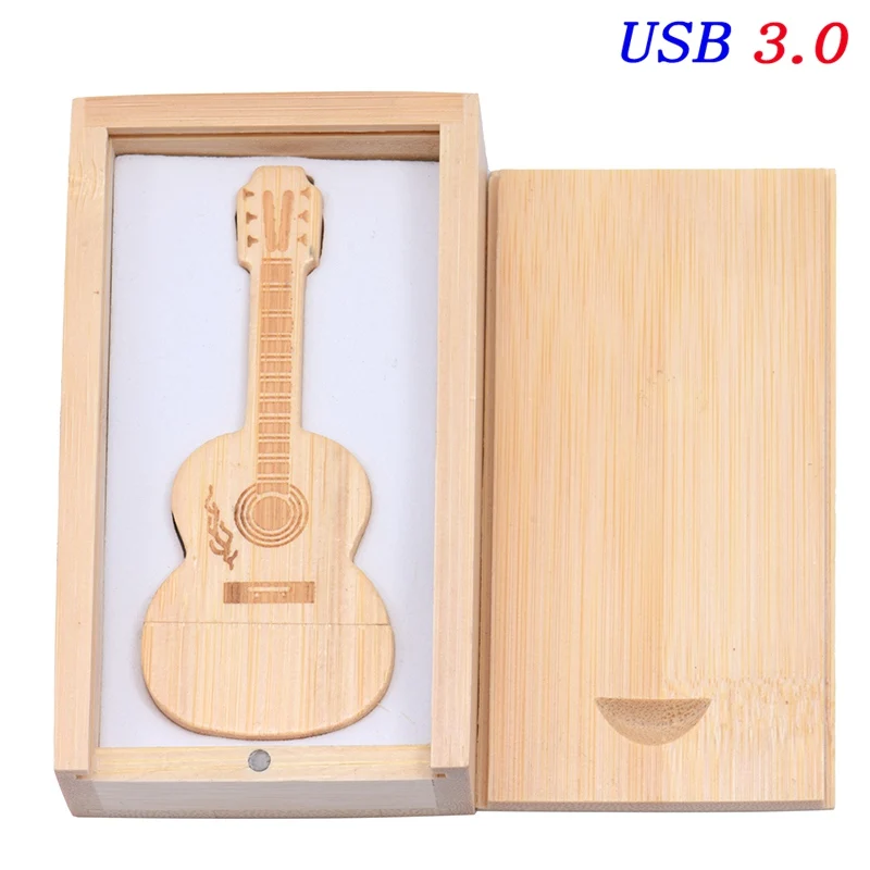 USB Flash Drive 3.0 Wooden Guitar 32GB Pendrive 64GB 16GB 4GB 8GB 128GB Memory Stick U Disk Pen Drives Box Cool Creative Gift