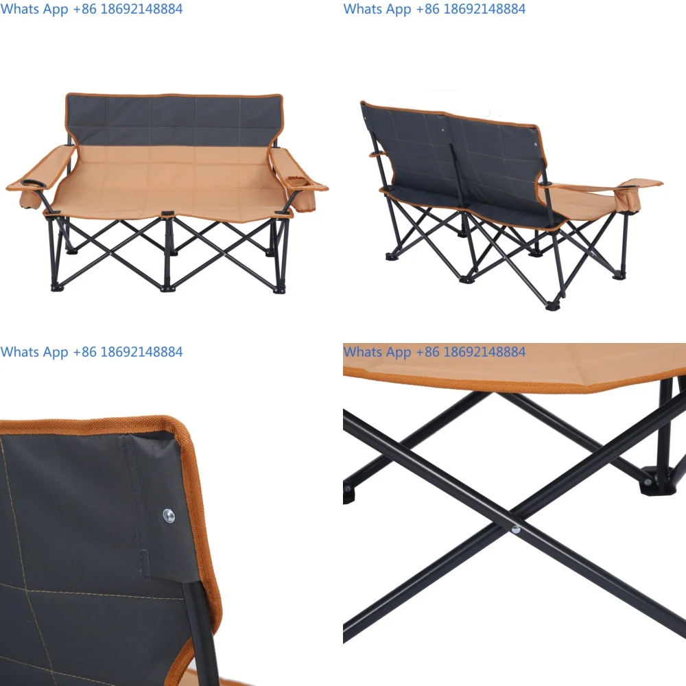 

Portable Folding Chair for Camping Beach Fishing Lightweight Dual Person Outdoor Chair with Armrest