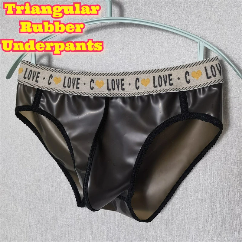 

‌ Мужское удобное эластичное латексное нижнее белье, сексуальные однотонные треугольные трусы с эластичным поясом, мужские дышащие низкие трусы