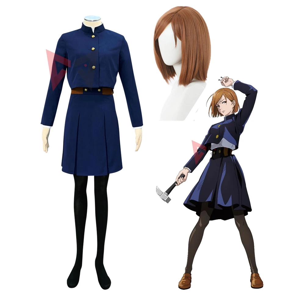 

New Jujutsu Kaisen Kugisaki Nobara Cosplay Costumes Shirt Coat Waist Bag Skirt Uniform School Set Set For Kids Adult Plus Size