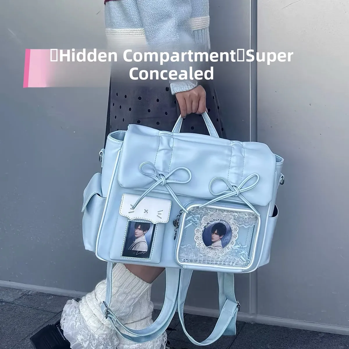コンサートサポート-大容量ダブルショルダーバッグ-隠しコンパートメントホルダー付き-36cm-クロスボディハンドヘルド可能
