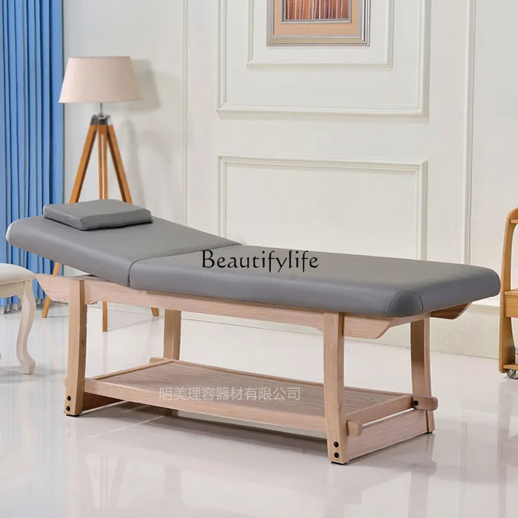 

04-Solid wood can head up beauty salon SPA body tattoo embroidery physiotherapy cupping massage bed