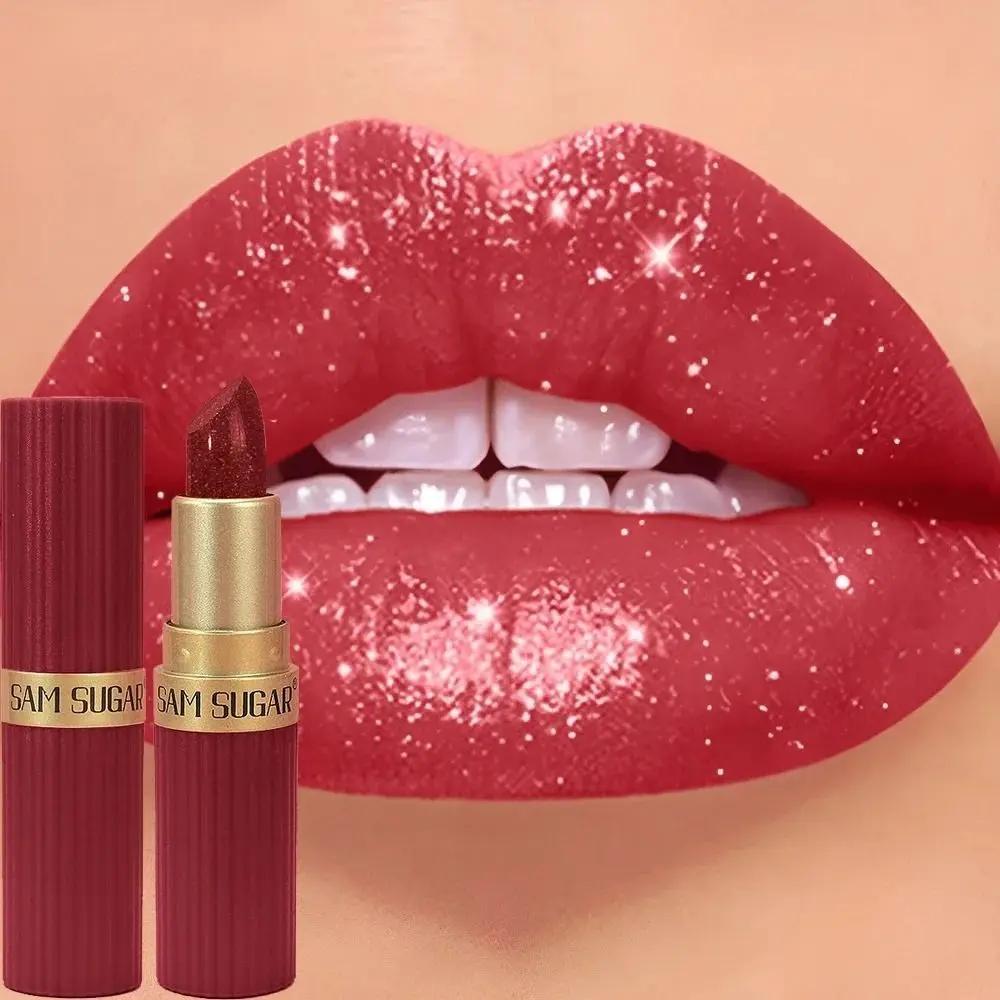 New Waterproof Glitter Lipstick Long Lasting Non-Fade Lip Gloss Chocolate Brown Lipstick Women