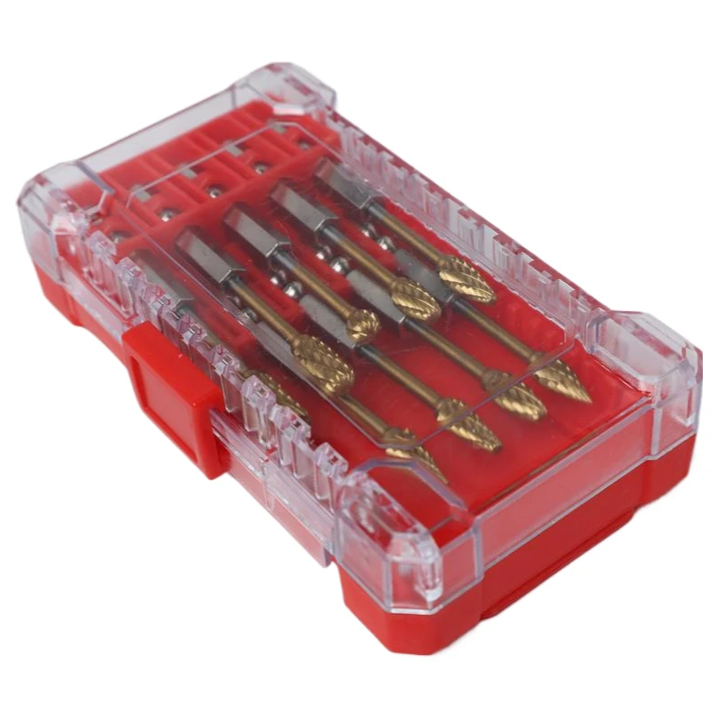 

10 шт., набор борфрез из карбида вольфрама с титановым покрытием, шестигранный хвостовик для гравировки металла, дерева, шлифовки, полировки, резьбы, сделай сам