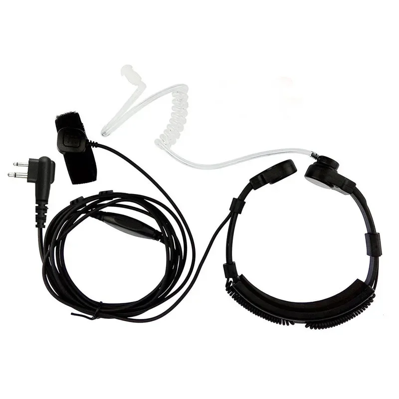 Heavy Duty 2 Pin Flexible Throat Controlled Finger PTT Mic Air Tube Headset for Motorola CP040 EP450 CP180 CP185 CB Ham Radio