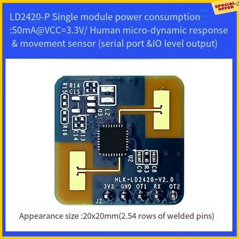 A25P 1 PCS 24G Mmwave LD2420 Human Presence Radar Sensor Induction Module Human Presence Radar Sensor
