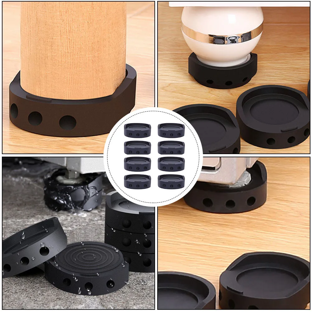 

8Pcs Furniture Foot Mats Black Anti-Slip Stable Design for Refrigerator Washing Machine Bed Cabinet Use