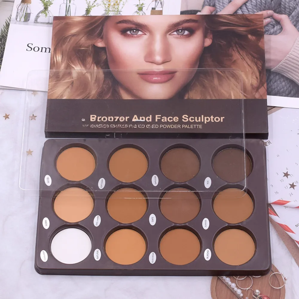 Matte Face Foundation Contour Palette Palette per il trucco del viso per le donne 3D Contouring Shadow Color grano bronzo impermeabile