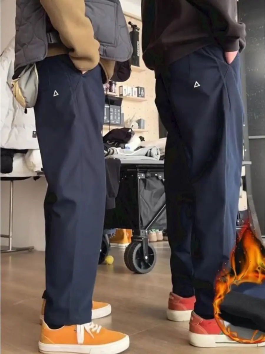 

Мужские осенне-зимние брюки с флисовой подкладкой, прямого кроя, для работы и повседневной носки, в американском стиле, прочные, для активного отдыха