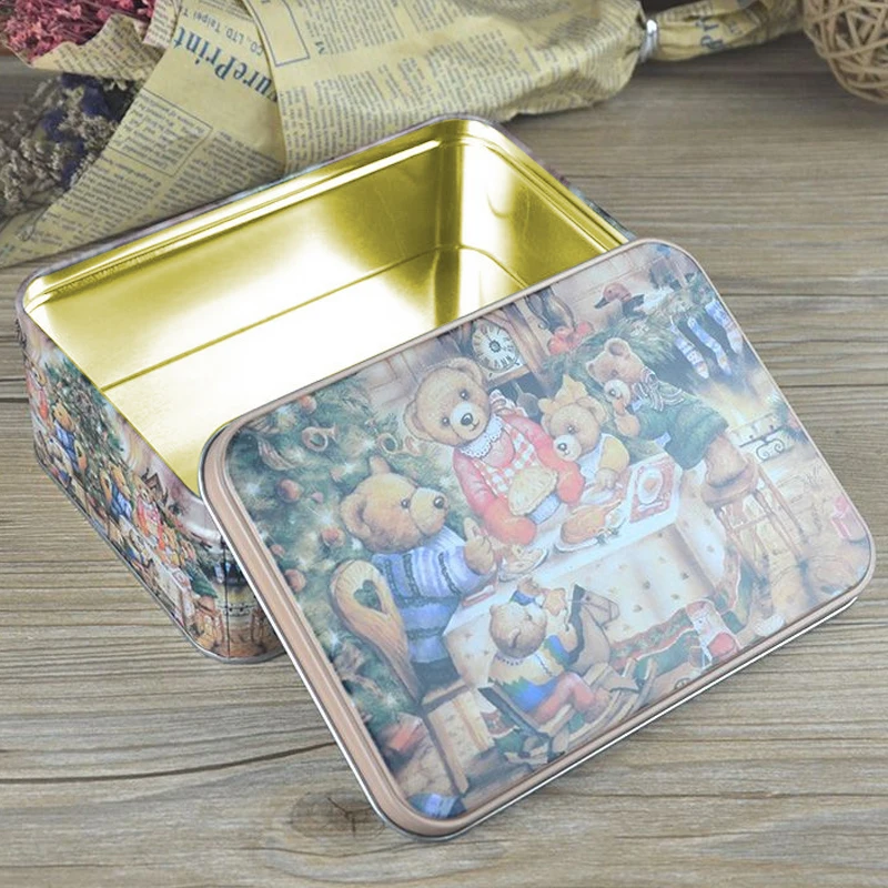 

Large Tea Caddy Receive Storage Box Cartoon Rectangular Cookie Candy Chocolate Home Organizer Coffee Sugar Tea Container
