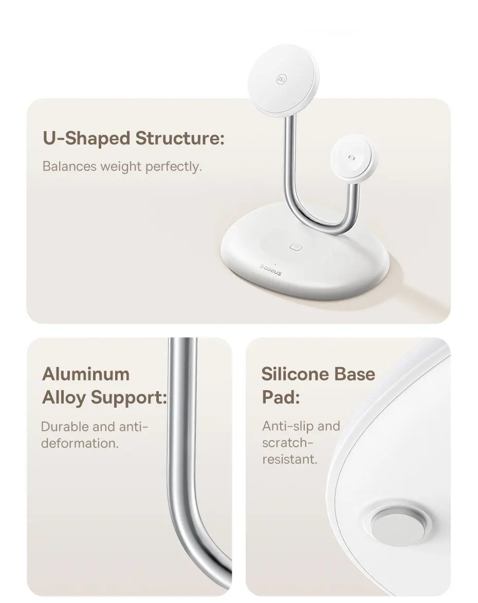 Baseus 3-in-1 Qi2 Magnetic Wireless Charger Stand 25W