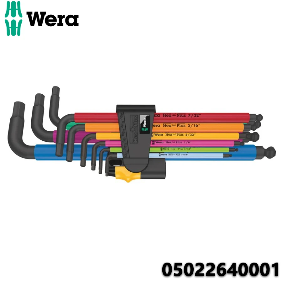 

WERA 05022640001 9 PCS L-Shaped Imperial Hexagon Wrench Set Hex-Plus Multicolour Imperial 2 L-key Set Hand Tools