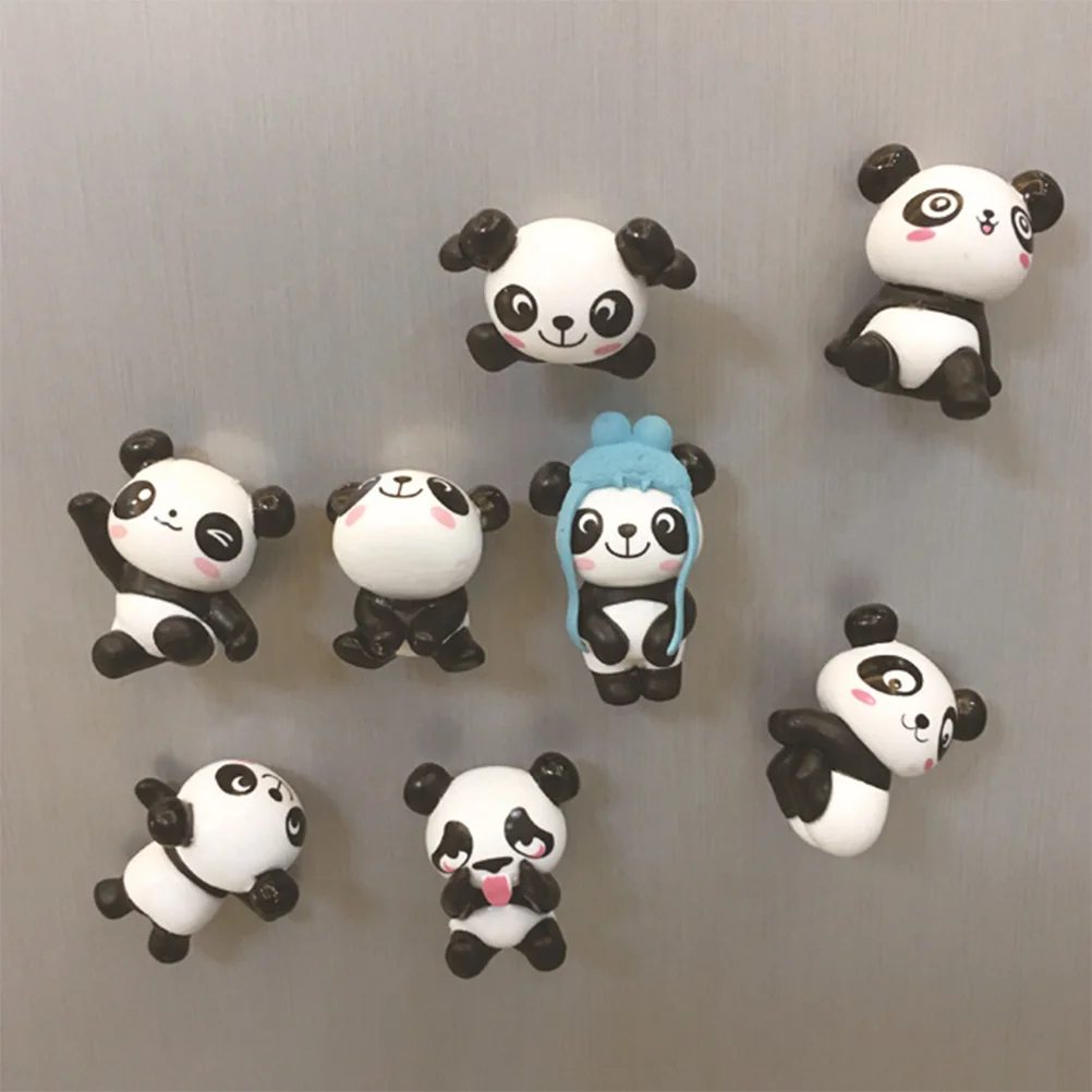 

8Pcs Creative Panda Refrigerator Sticker Magnetic Resin Removable Wall Decal Waterproof Decorative Fridge Door Sticker Funny