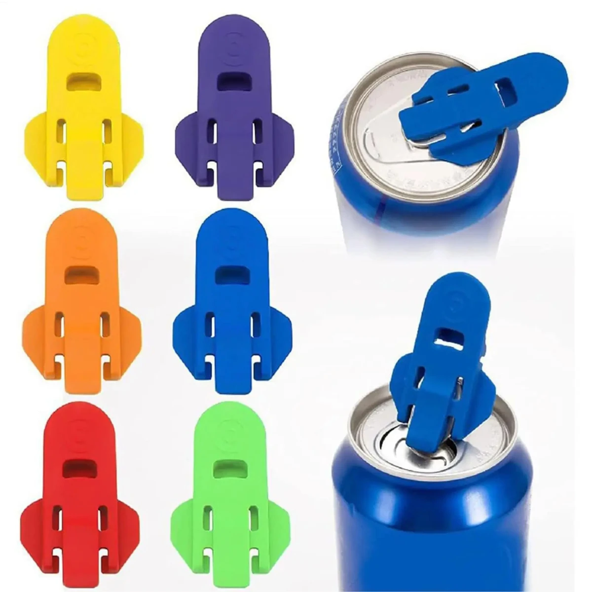 Abridor de Latas de Bebidas Multicolorido e Tampa Protetora (1/3/6/12 Peças) - Sempre Pronto para Uso - Ideal para Festas, Churrascos e Praia