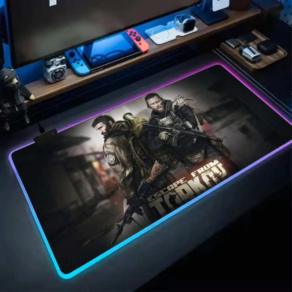 Gamer Escape from Tarkov Mouse Pad RGB Extra Large Mouse Pad for Gaming, Smooth Surface, Non-Slip, Customizable Lights