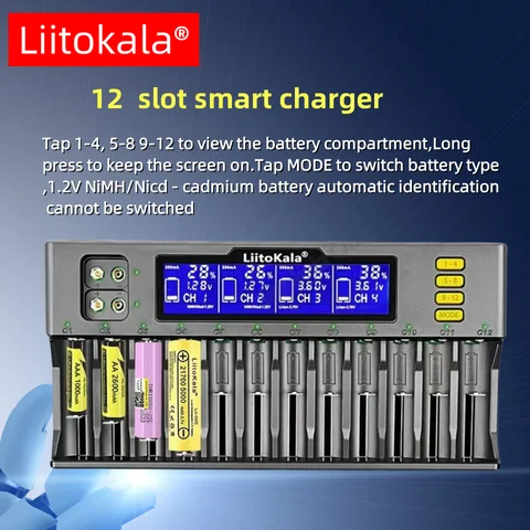 LiitoKala Lii-202 Lii-402 Lii-S12 Lii-S8 Lii-S2, 3.7V 18650 18350 26650 14500 16340 NiMH 리튬 배터리 스마트 충전기