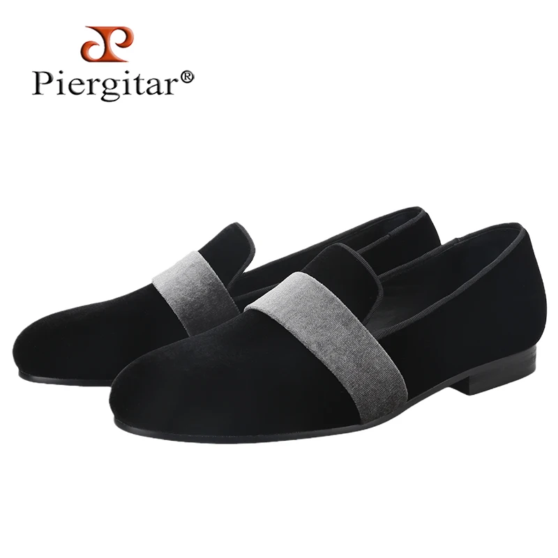 Piergitar British Style Luxurious Mix-Colors Velvet Fashion Slip-On Loafers Yuppie Model Men's Smoking Shoes For Formal Attire