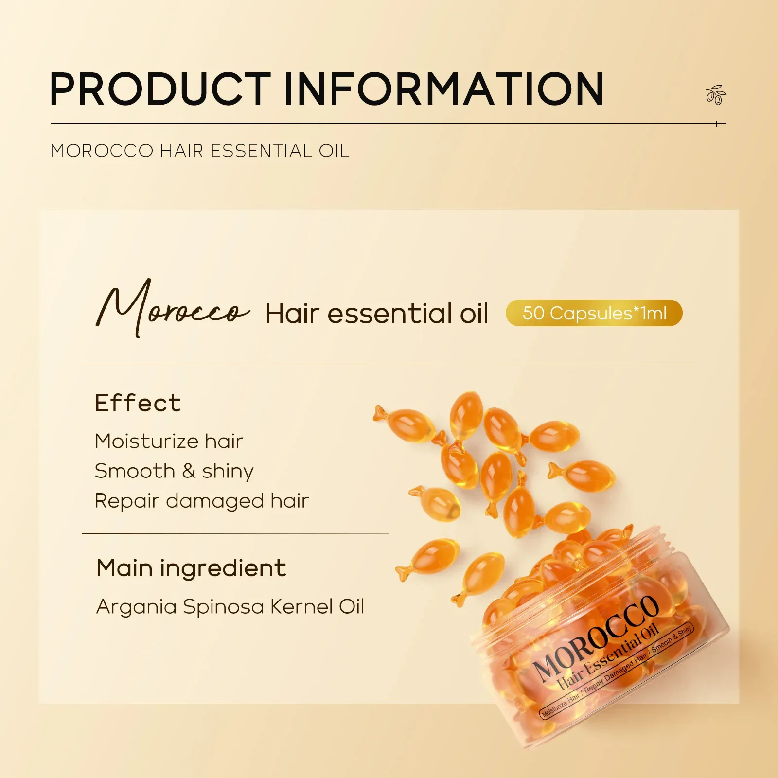 

QUIYUM 50pcs Hair Care Capsule Pure Morocco Argan Oil Hair Care Essential Oil Moisturizer Fast Essence Nourishing Conditioner