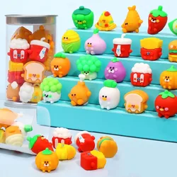 3D fruit shape eraser cartoon cute pencil eraser student burger family bucket simulation eraser kids bucket rubber eraser gifts