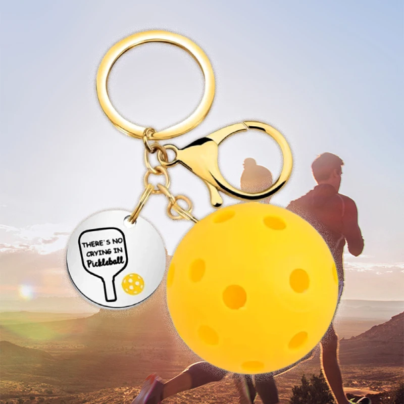 New Sports Keychain Charm Pickball Stainless Steel Key Chain School Kindergarten Sports Games Prize Gifts for Sports Enthusiast