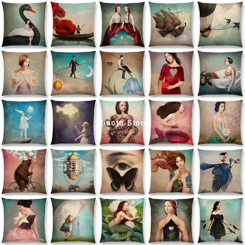New Elegant Lady Lovely Girls Shakespeare Opera Classical Painting Magical Mind Imagination Cushion Cover Sofa Pillow Case