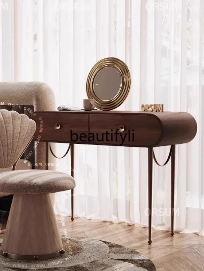 

Simple French makeup dressing stool rotating desk chair creative French retro solid wood H