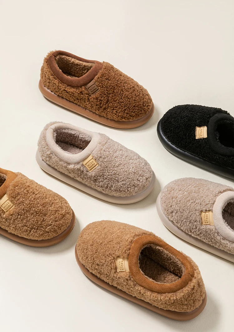 Plüsch-Hausschuhe für Herren, Winter-Hausschuhe für den Innen- und Außenbereich, verdickte weiche Sohle, gemütliche, mit Fleece gefütterte Bootie-Slides für den Heimkomfort – Detail 12
