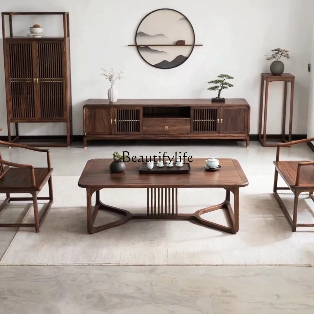 

yj21 New Chinese-style North American black walnut TV cabinet, Zen TV cabinet