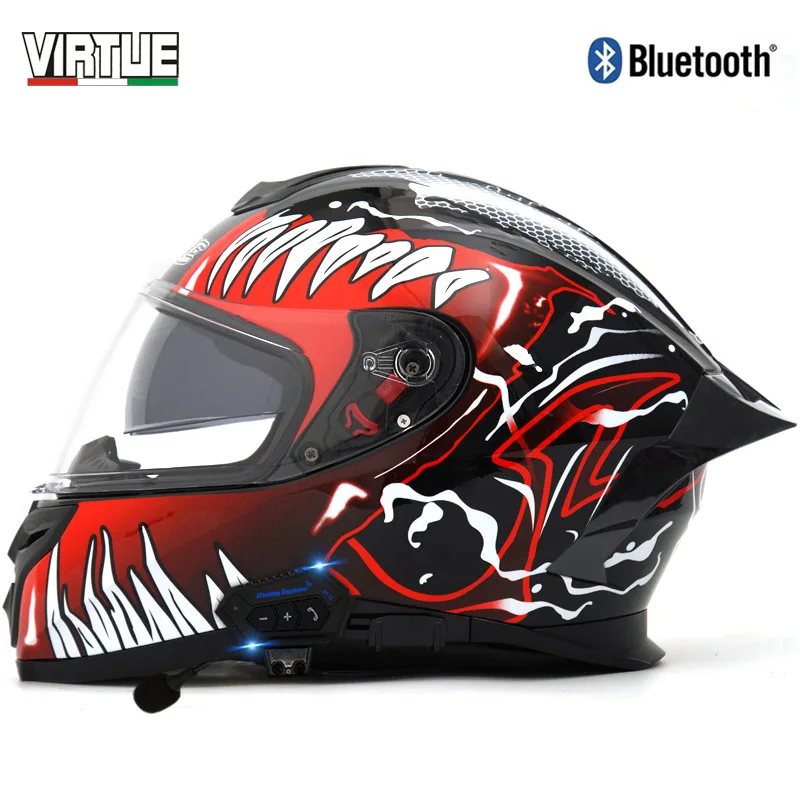 ECE06 Cascos para moto - Full Face Motorcycle Helmet and Bluetooth Headset