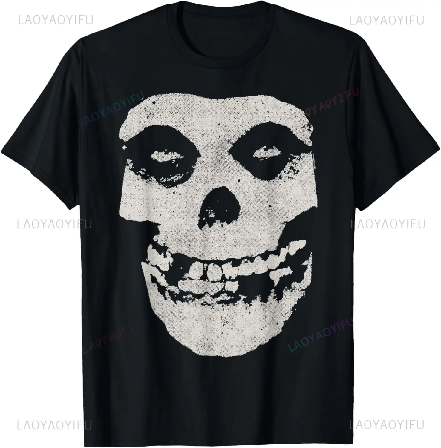 Футболка Misfits с потертым черепом, унисекс для мужчин и женщин, винтажная готическая уличная одежда, футболка большого размера с хлопковой лентой и графическим рисунком