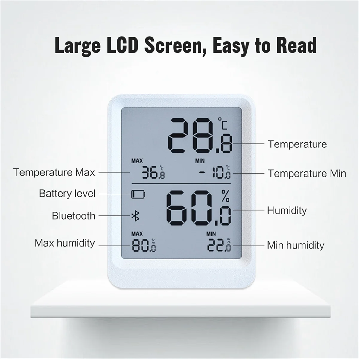 Grabadora de temperatura y humedad Monitor de temperatura y humedad Bluetooth compatible con informes de datos automáticos para caja para incubar