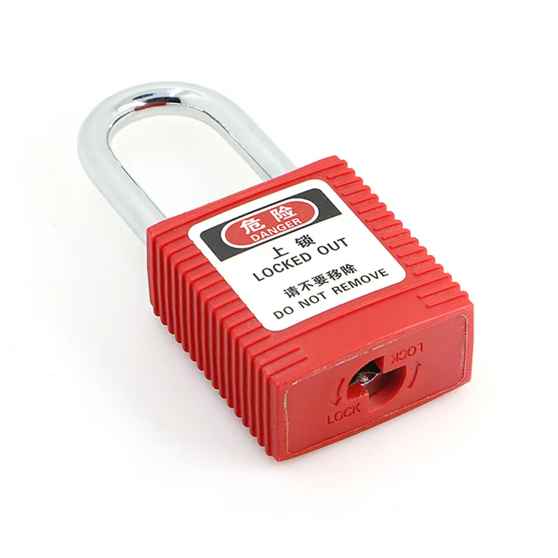 Lockout Padlock 38mm ABS Engineering Plastic Insulation Steel Shackle Isolation Security Red LOTO Lock With Key