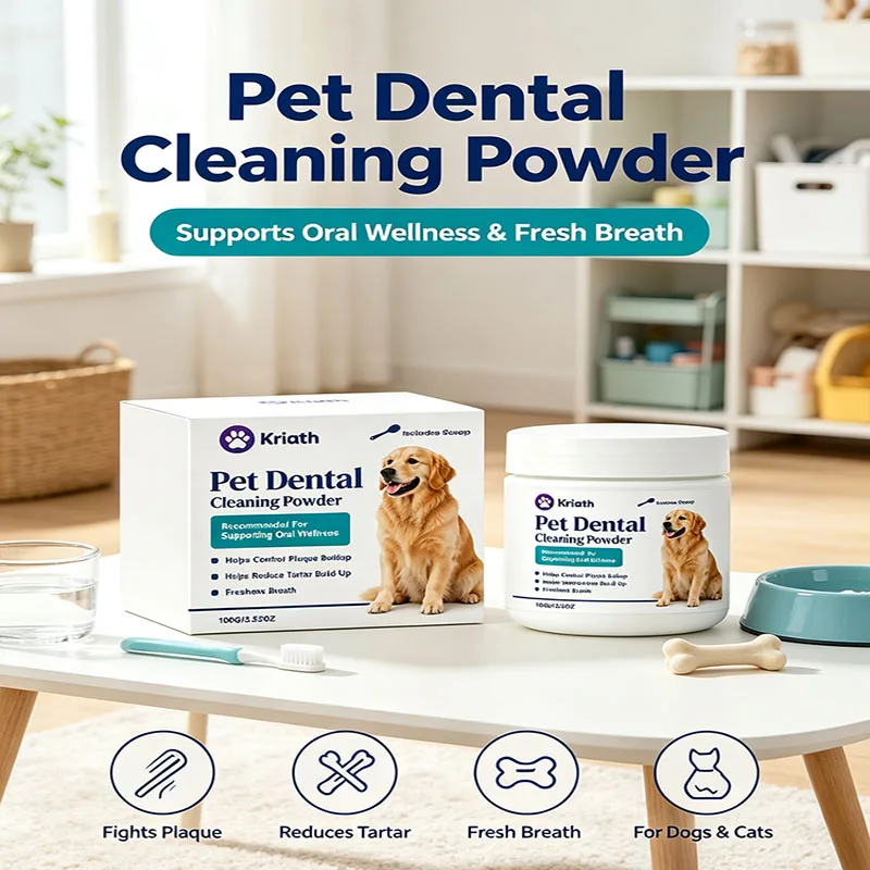 Dog Dental Cleaning Powder, Pet Teeth Powder Reduces Tartar Plaque & Bad Breath, Oral Care for Small Medium Large Dogs