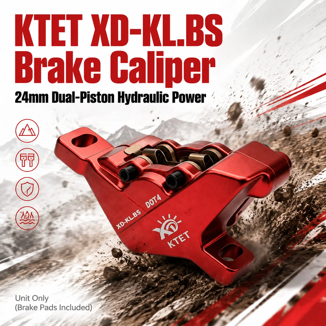 KTET XD-KL.BS 2-Kolben-Hydraulik-Scheibenbremssattel Ersatz für E-Bike, E-Moto, E-Scooter, Hochleistungs-Bremssystem – Detail 6