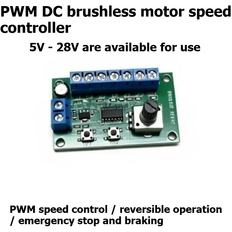 

Forward/reverse rotation, speed control, start/stop control, brushless motor PWM speed controller