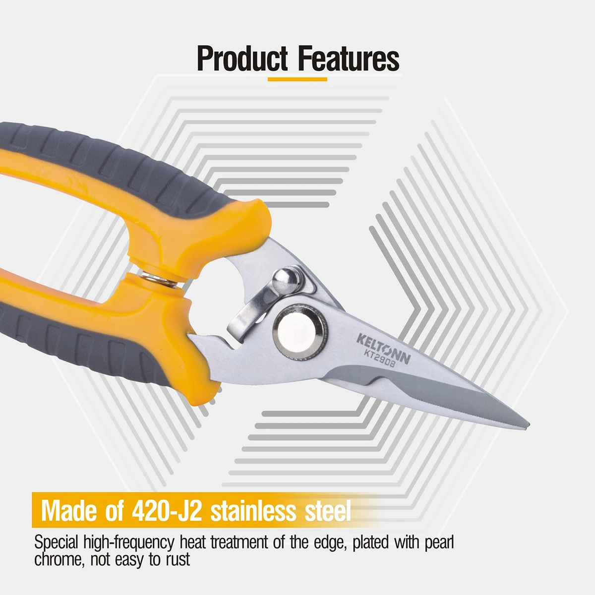 Scissors electronic shears 8 inches with multi-function wire cutter, suitable for cutting iron wire, copper wire, aluminum wire