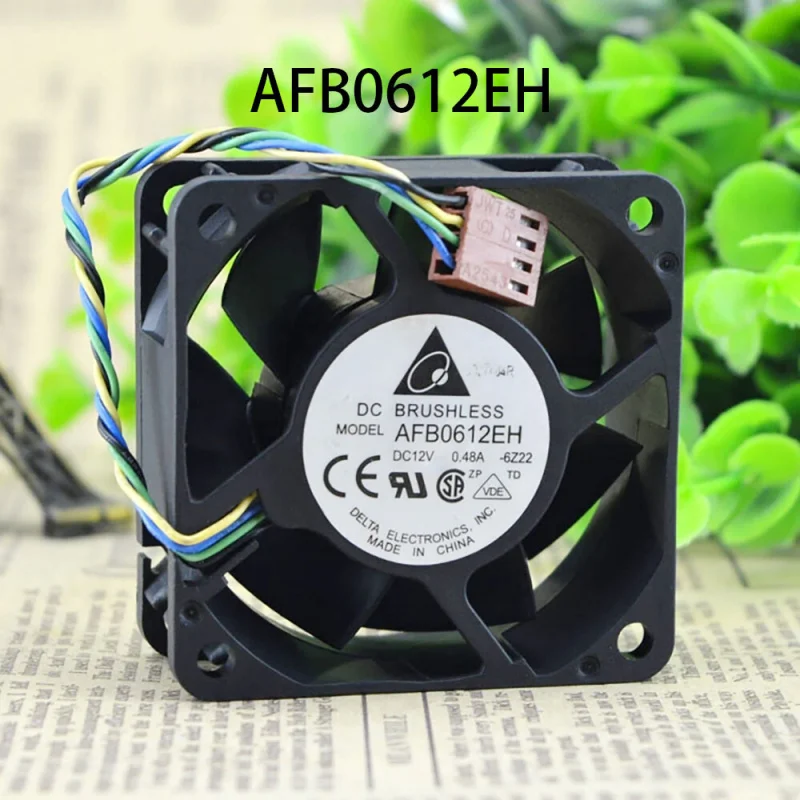 B+  FOR  Delta Axial flow Fan AFB0612EH 12VDC 0.48A 60*60*25mm 3-wire Cabinet Cooling Fan