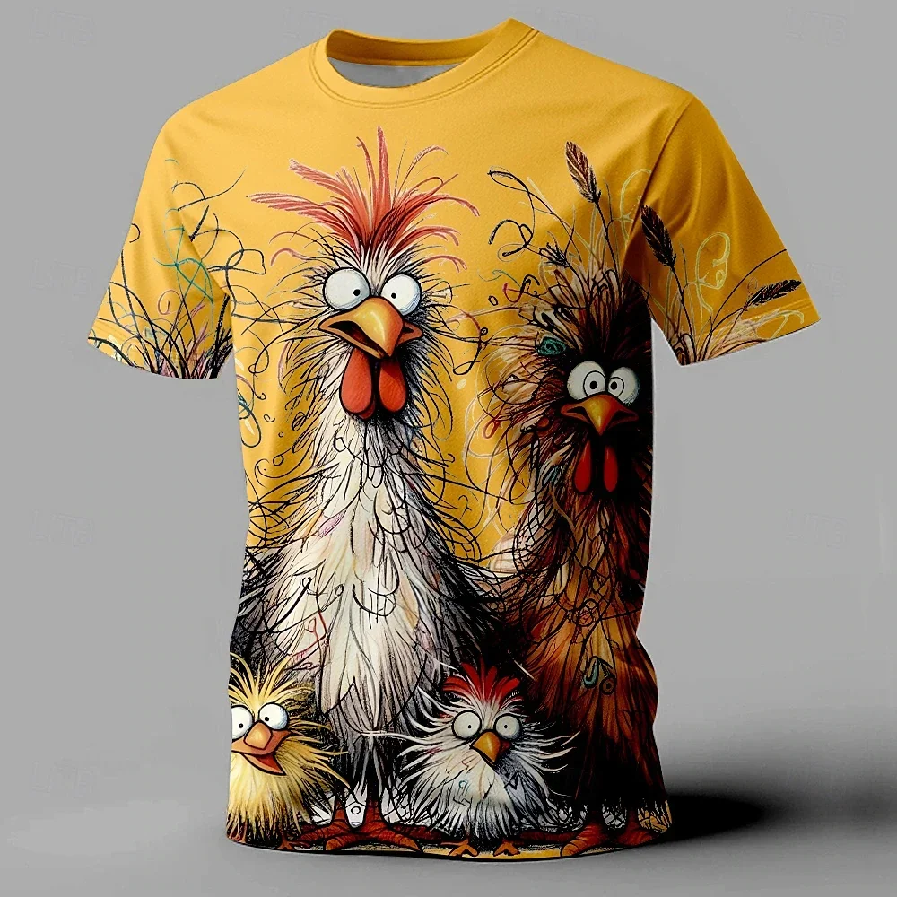 

Funny Men's T Shirt Animal Chicken Print Summer Casual Short Sleeve Tee Street Fashion O-Neck Pullover Men's Oversized Clothing