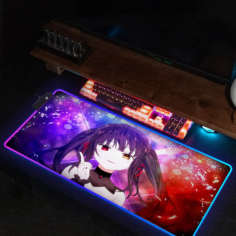 Computer Mouse Pad Gamer Tokisaki Kurumis Desk Accessories Mousepad Rgb Keyboard Pc Cabinet Mat Mats Gaming Xxl Anime Carpet