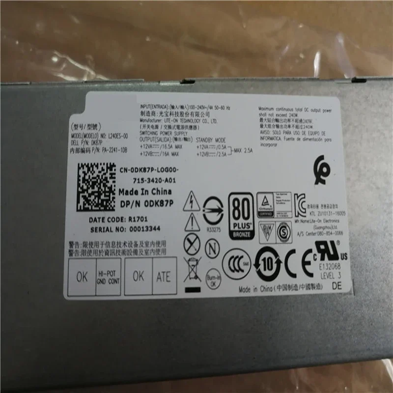 ل 3050 3060 3080 5060 5080 5090 5880 7050 7060 7080 3667 3470 6 دبوس 240 واط L240ES-00 0DK87P جديد امدادات الطاقة