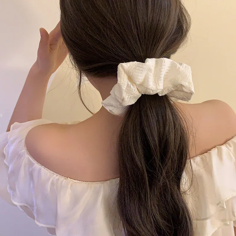 24PCS/LOT Sensuous Lazy Style Cream Puff Hair Scrunchies Hair Tie for Women Korean Style Low Ponytail Hair Accessory Hair Band
