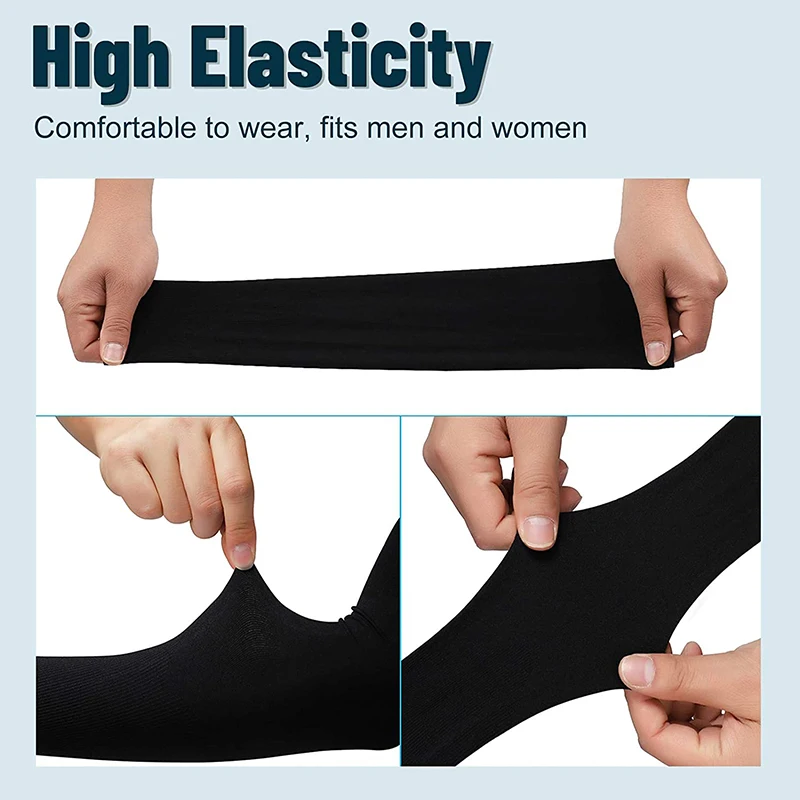 Unisex Compression Cooling UV Protection Sun Sleeves Long Arm Cover Anti-Slip Warmers for Outdoor Sports Sunblock Cover Tattoo