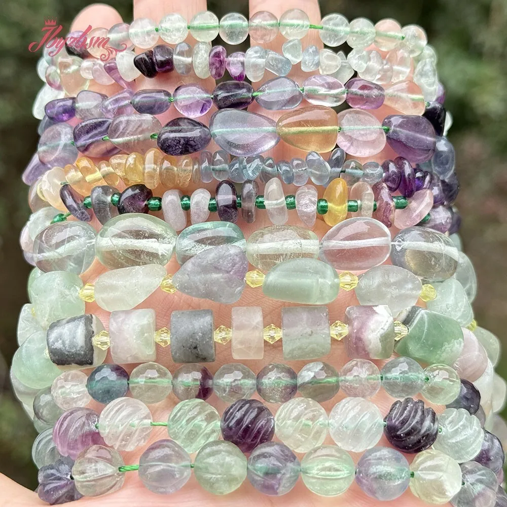 Natural Fluorite Multicolor Mixed Shape Bead Loose Stone Beads For DIY Necklace Bracelat Earring Rings Jewelry Making 15\